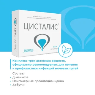 ЦИСТАЛИС для профилактики цистита и между обострениями воспаления мочевого пузыря, 60 капсул, 350 мг